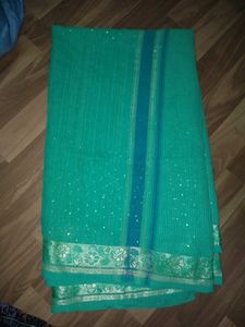 Cyan Saree With Blouse