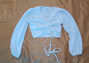 White Long Sleeve Crop Top