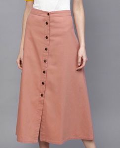 Vintage Button-Front Midi Skirt