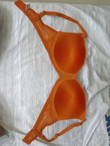 Orange Lace Net Bra