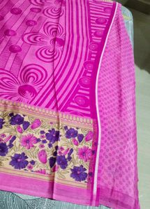 Pink Floral Saree with blouse piece