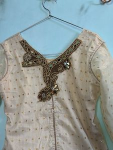 Boutique Kurti With Mirror Work On V Neck