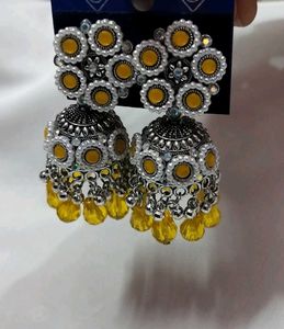 Yellow Jhumka Earrings