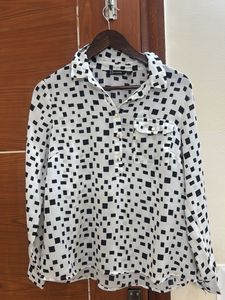 White & Black Print Top