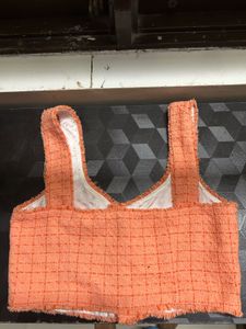 Orange Tweed Crop Top