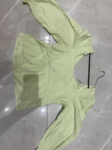 ONLY top Balloon Sleeves And Vlinched At Waist