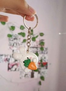 Cute Bunny Handmade Polymer Keychain