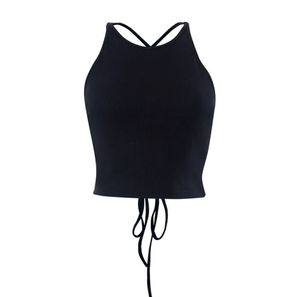Solid Back Tie Crop Top