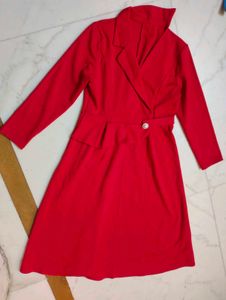 Red Dress with Blazer Detail