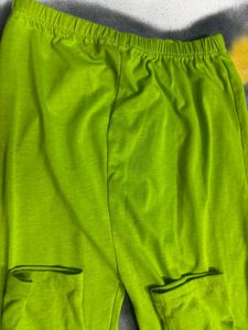 Green Casual Leggings