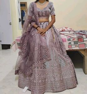 Womens Lavender Colour Lehenga set.