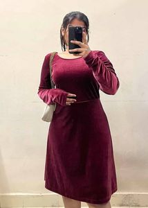 Maroon velvet Dress