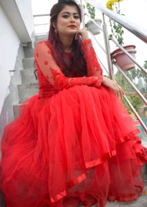 DROPPED 💯 Red Flared Gown..❤️🍒