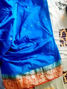Elegant Blue Embroidered Saree