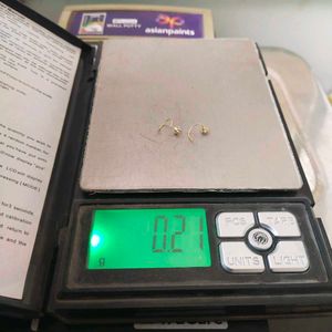 18K Pure Gold White Dimond Nose Pin 1 Pair