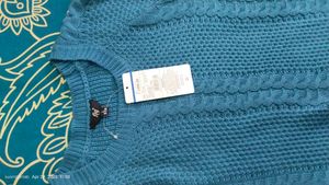 Blue Cable Knit Sweater Dress