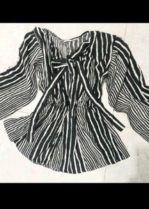 Striped Tie Neck Top