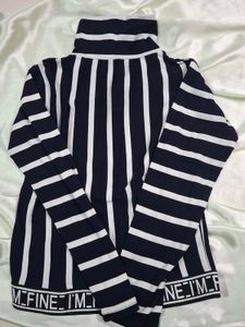 Striped Turtleneck Knit Top