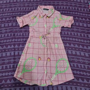 Cute Pink Checked Dress