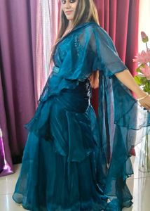 Elegant Teal Layered / Ruffle Lehnga Dress