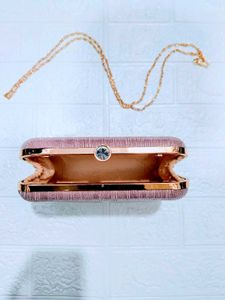 Sparkly Blush Clutch with Gold Chain