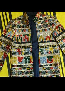 Patterned Nehru Jacket &amp; Kurta Set