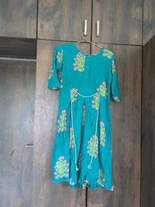 Teal Floral Print Dress Lotas Disain 🌺