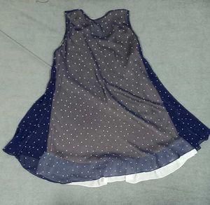 Navy Polka Dot Sleeveless Dress