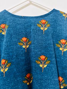 Blue Floral Motif Kurti From Ahika
