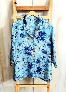 Sky Blue Printed Shirt Size-44