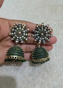 Emerald Jhumka Earrings
