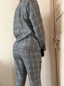 Gray plaid suit set