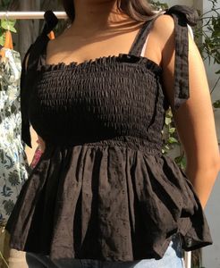Black Tie Straps Peplum Top- Worn Once- Perfect