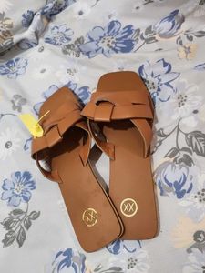 Brown Woven Detail Flats