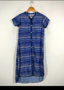 Blue Printed Casual Kurta