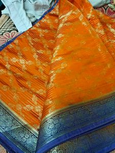Bright Orange 🍊 Colour Saree