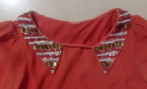 Rust Orange Beaded Blouse
