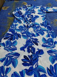 Blue Floral Print Midi Dress