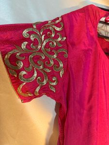 Pink Embroidered Indian Dress two tone
