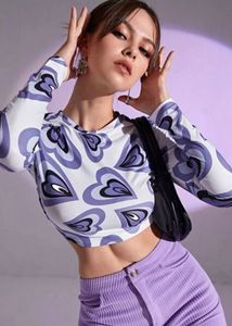 Heart Print Crop Top