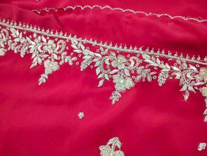 Elegant Red Embroidered Saree