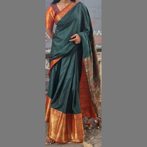 Elegant Green & Gold Kanjivaram Silk Saree