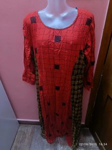 4xl Full Length Red & Black Kurta