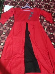 Red Embellished Kurta XL