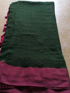 Green with Pink Tassels Linen Saree