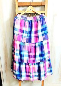 Pink &amp; Blue Cotton Long Skirt Waist Size-30-32