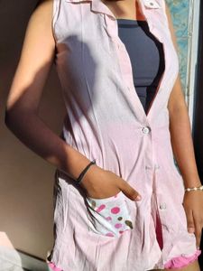 Pink Sleeveless Top | long shirt | outer