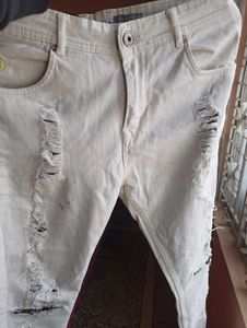 White Denim Rough Style Jeans Excellent Condition.