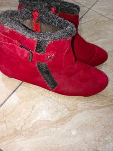 Red Suede Ankle Boots