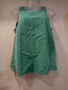&#34;M&amp;S&#34; Solid Green Sleeveless Apron Top